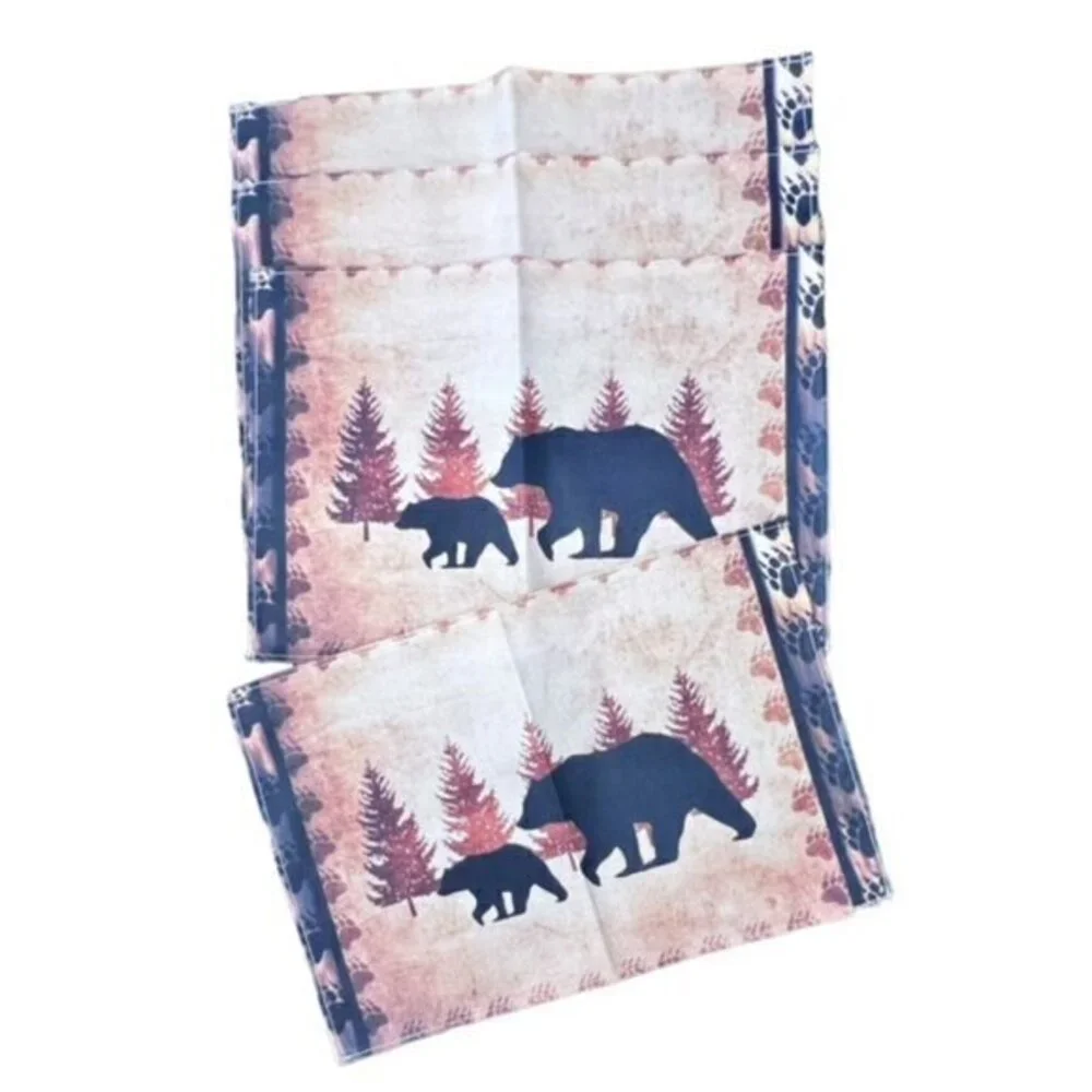 Wilderness Cabin Table Placemats Set Of 4 Brown‎ Black Forest Bears NEW